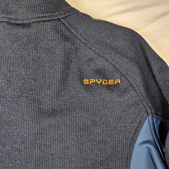 Spyder Men Large 1/4 Zip Pullover Jacket Blue Orange Logo Athletic - Picture 8 of 8